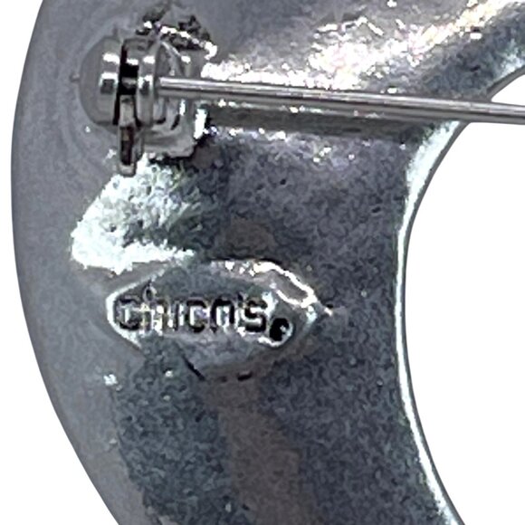 Chicos Silver-Tone Rhinestone Heart Of Change Brooch Pin Fashion Statement NWT - Picture 5 of 10